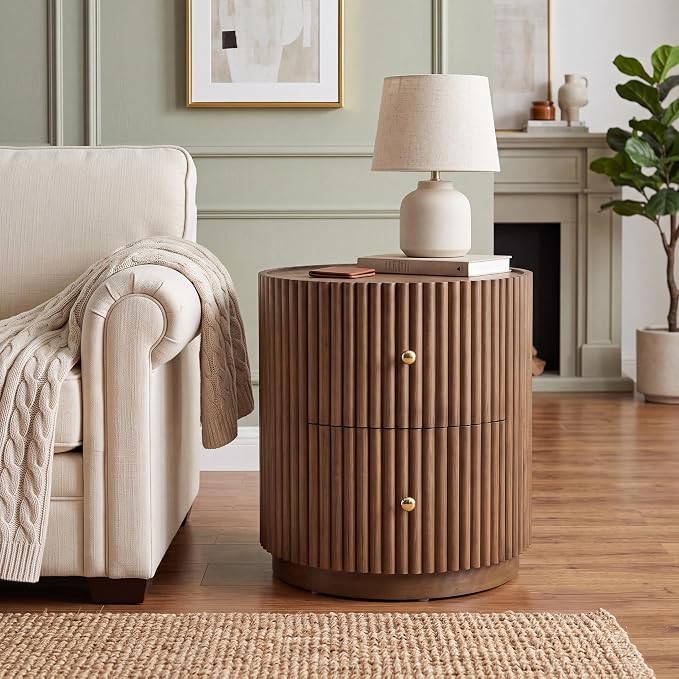 Christopher Knight Home Amano Wooden Round Side Table with Drawer, Bedroom Nightstand with Drawer... | Amazon (US)
