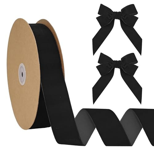 BVIEAKD Black Velvet Ribbon 1-1/2 inch Velvet Ribbon for Gift Wrapping Weddings Hair Bow Ribbons Headbands bouquets-25 Yards | Amazon (US)