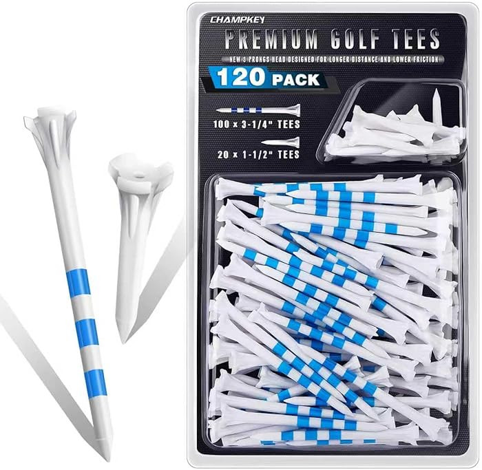 CHAHMPKEY Premium 3-Prong Plastic Golf Tees 3-1/4" 120 or 100 Pack- 40% Reduced Ball Contact with... | Amazon (US)