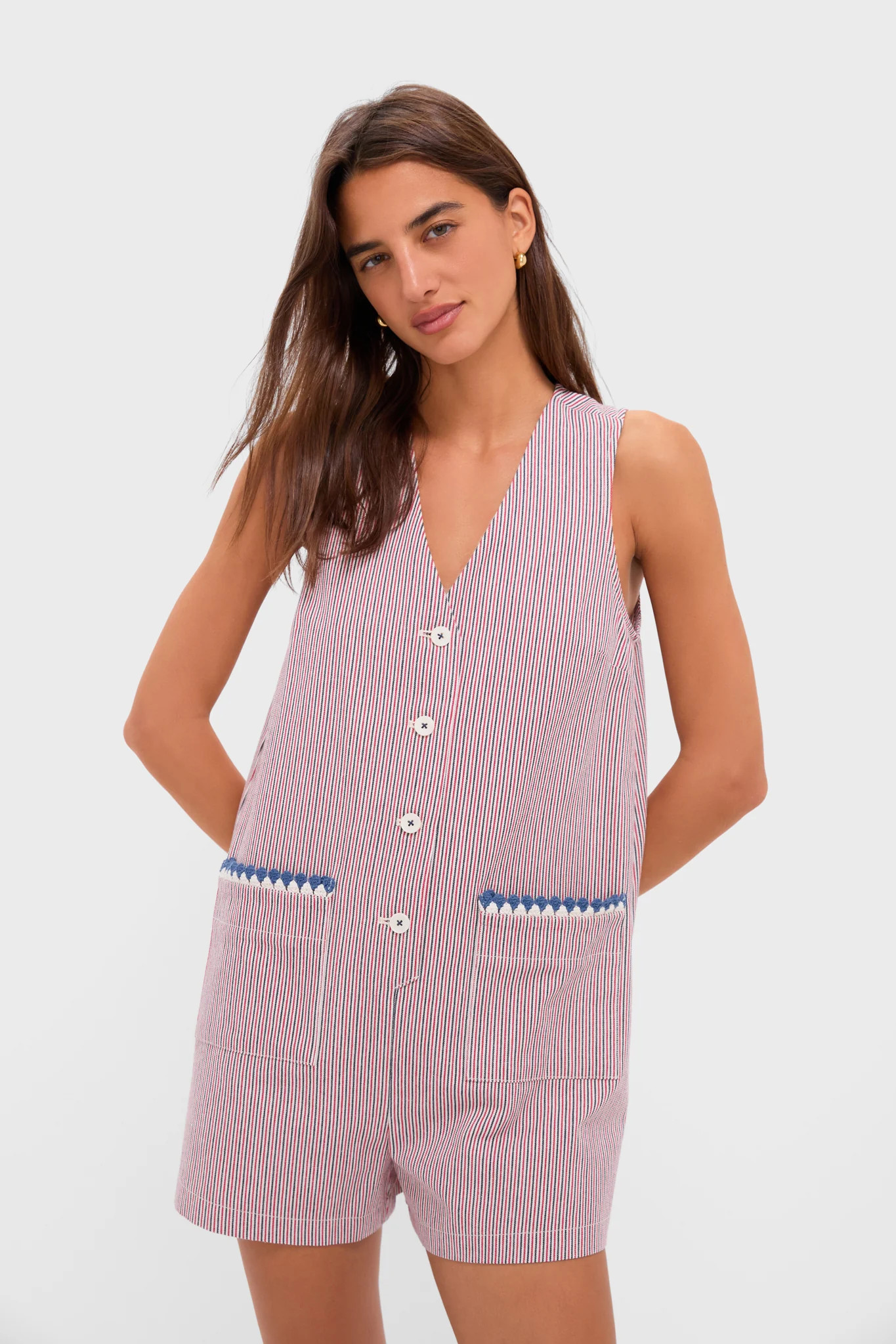 Red and Blue Stripe Myla Romper | Tuckernuck (US)