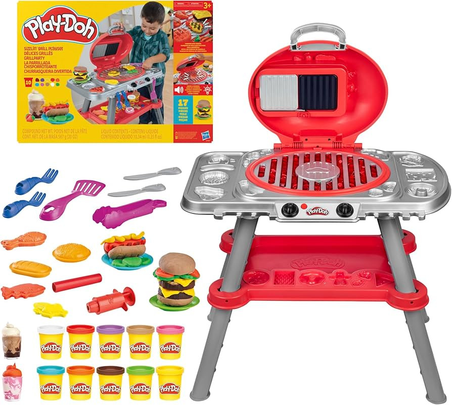 Play-Doh Sizzlin' Grill Playset with Lights & Sounds, 17 Accessories, BBQ Toys for Boys & Girls 3... | Amazon (US)