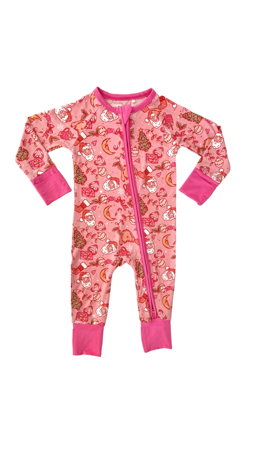 Pink Christmas Doodle Dreams Zipper Romper IMJ x Bre Sheppard | In My Jammers
