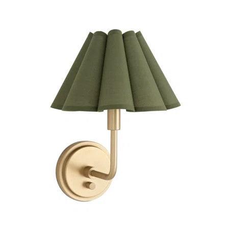 Polly Sconce Single (Blackened Brass with Green Scalloped Shade) | Wayfair North America