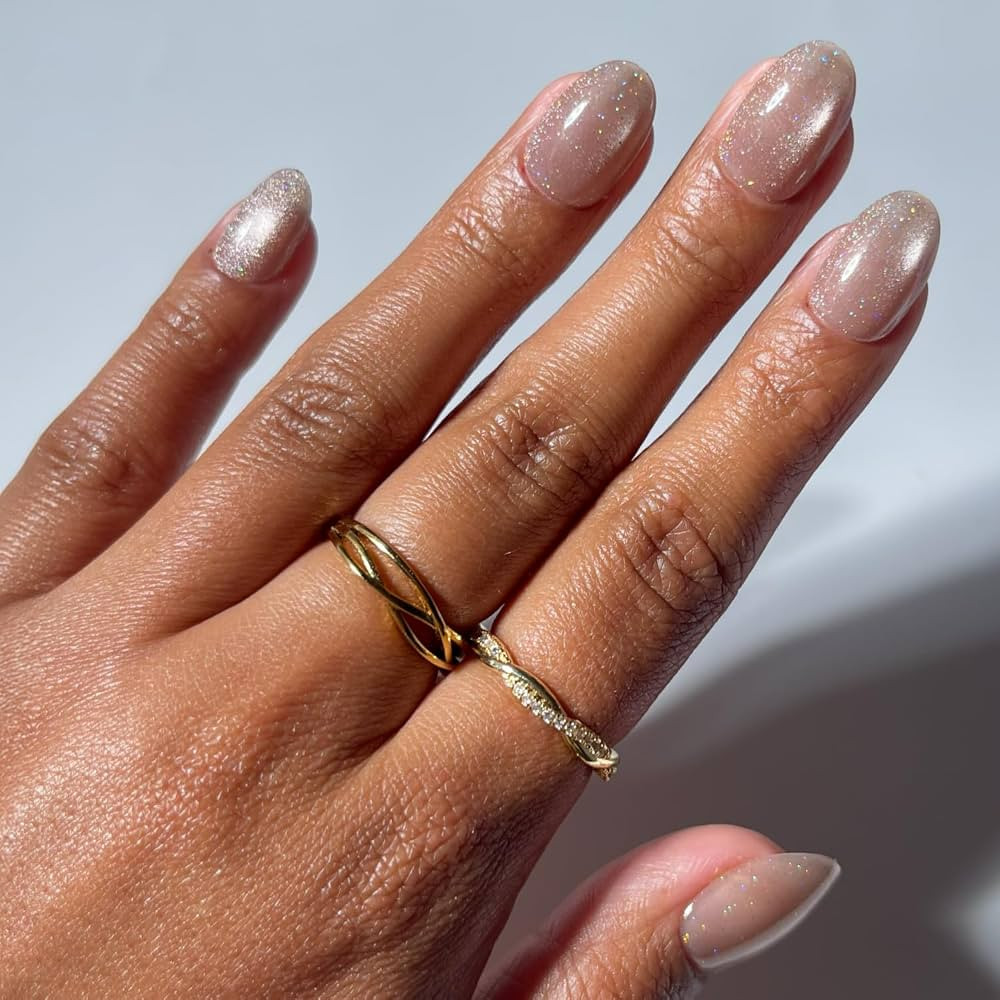 Glamnetic Press On Nails - Short Oval, Cat-Eye Fake Nails 30 Pc Full Kit | Amazon (US)