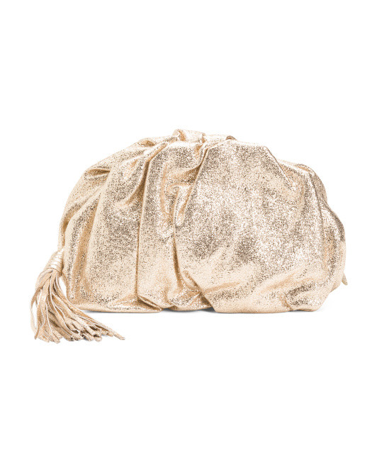 Metallic Ruched Clutch | TJ Maxx