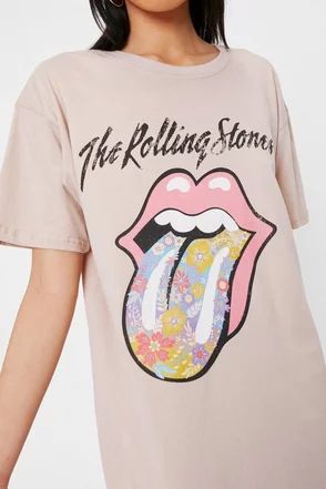 The Rolling Stone Floral Graphic T-Shirt Dress | Nasty Gal (US)