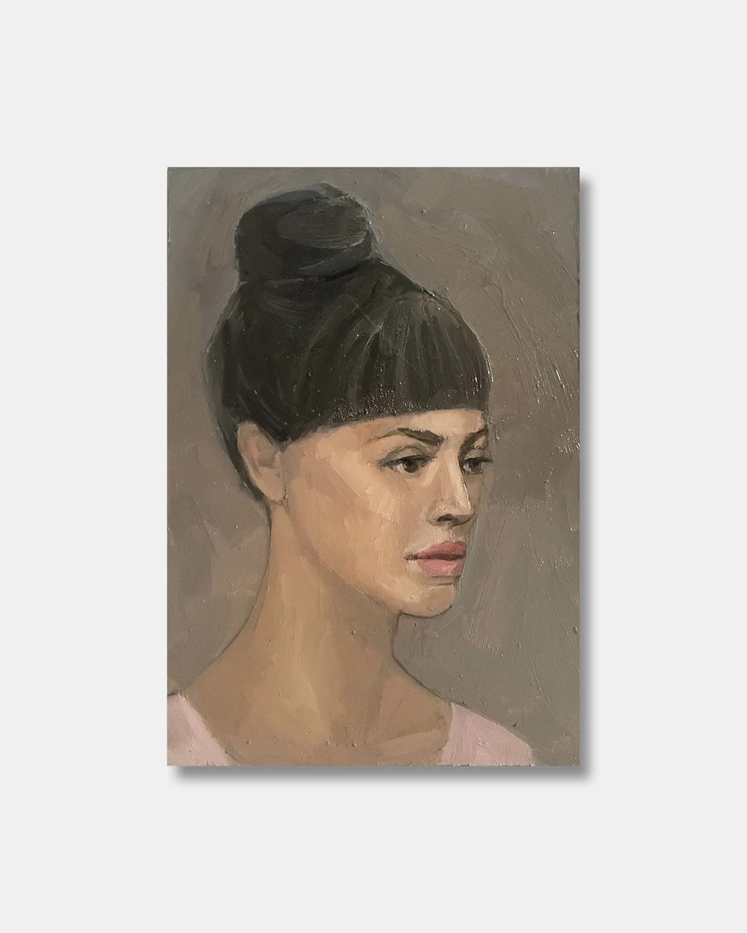 Vintage Female Portrait Original Oil Painting Beautiful Girl Wall Art Woman Profile Brunette Room... | Etsy (US)