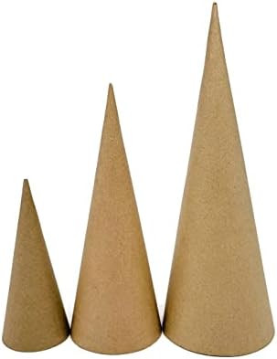 Paper Mache Cone Open Bottom Variety Pack Set of 3 - 13.75x5, 10.63x4, 7x3 in. | Amazon (US)
