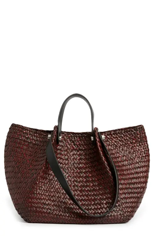 AllSaints Allington Straw Tote Bag in Peat Brown at Nordstrom | Nordstrom