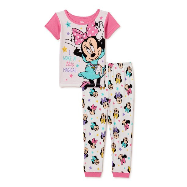 Minnie Mouse Toddler Girls' Cotton Pajamas, 2-Piece Set | Walmart (US)