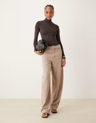 ASOS DESIGN Tall oversized trousers with laundered utility detail in mushroom | ASOS (Global)