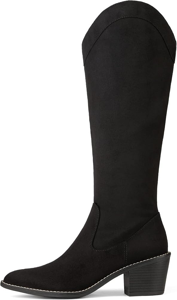 DREAM PAIRS Womens Cowboy Boots, Western Cowgirl Pull On Zipper Chunky Heel Pointed Toe Knee High... | Amazon (US)