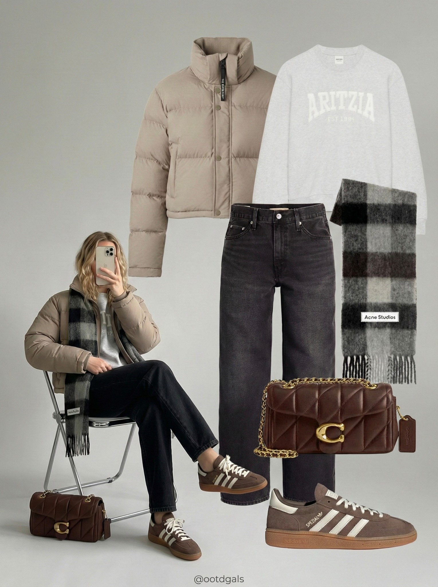 ✨ Cozy Neutrals with a Sporty Twist ✨

An easy, everyday look built around soft taupe layers and relaxed, casual staples. The padded jacket adds warmth and structure without feeling bulky, while the light gray sweatshirt keeps the outfit effortless and comfortable.

Dark straight leg denim grounds the look and adds contrast, giving it a clean, wearable balance. Brown sneakers bring in a sporty, off duty feel, while the quilted chocolate crossbody elevates the outfit with a polished, luxe touch. Finished with a plaid scarf for texture and warmth, this look feels practical, cozy, and put together.

🤎 Style Notes:
• Taupe puffer jacket for lightweight warmth
• Soft gray sweatshirt for a relaxed base
• Dark straight leg jeans for everyday structure
• Brown sneakers for comfort and a sporty edge
• Quilted chocolate bag for an elevated finish
• Plaid scarf to add texture and seasonal warmth

Everything linked and ready to shop ✨

#LTKootd #LTKSeasonal #LTKCasual