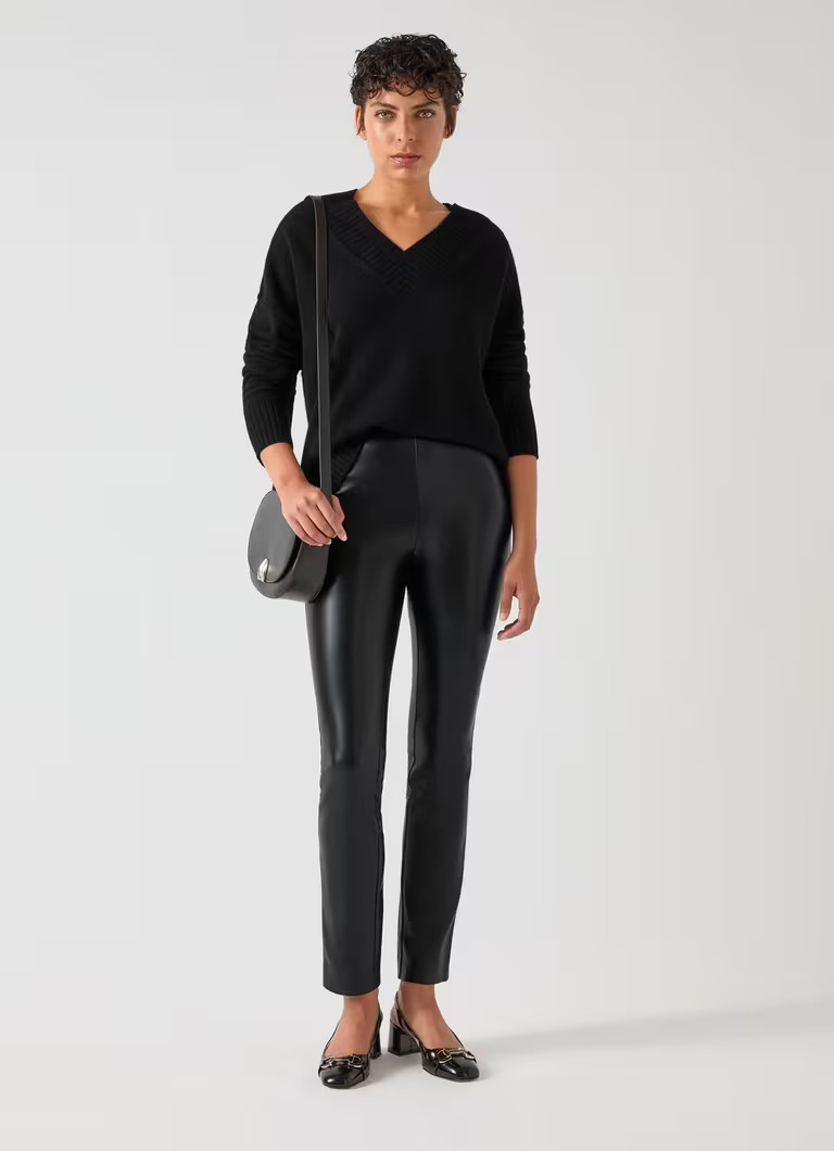 Ellen Black Faux Stretch Leather Skinny Trouser | L.K. Bennett (UK)