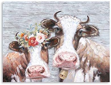 B BLINGBLING Cow Pictures Wall Decor Canvas: Cow Canvas Wall Art Mr and Mrs Cow Wall Decor for Be... | Amazon (US)