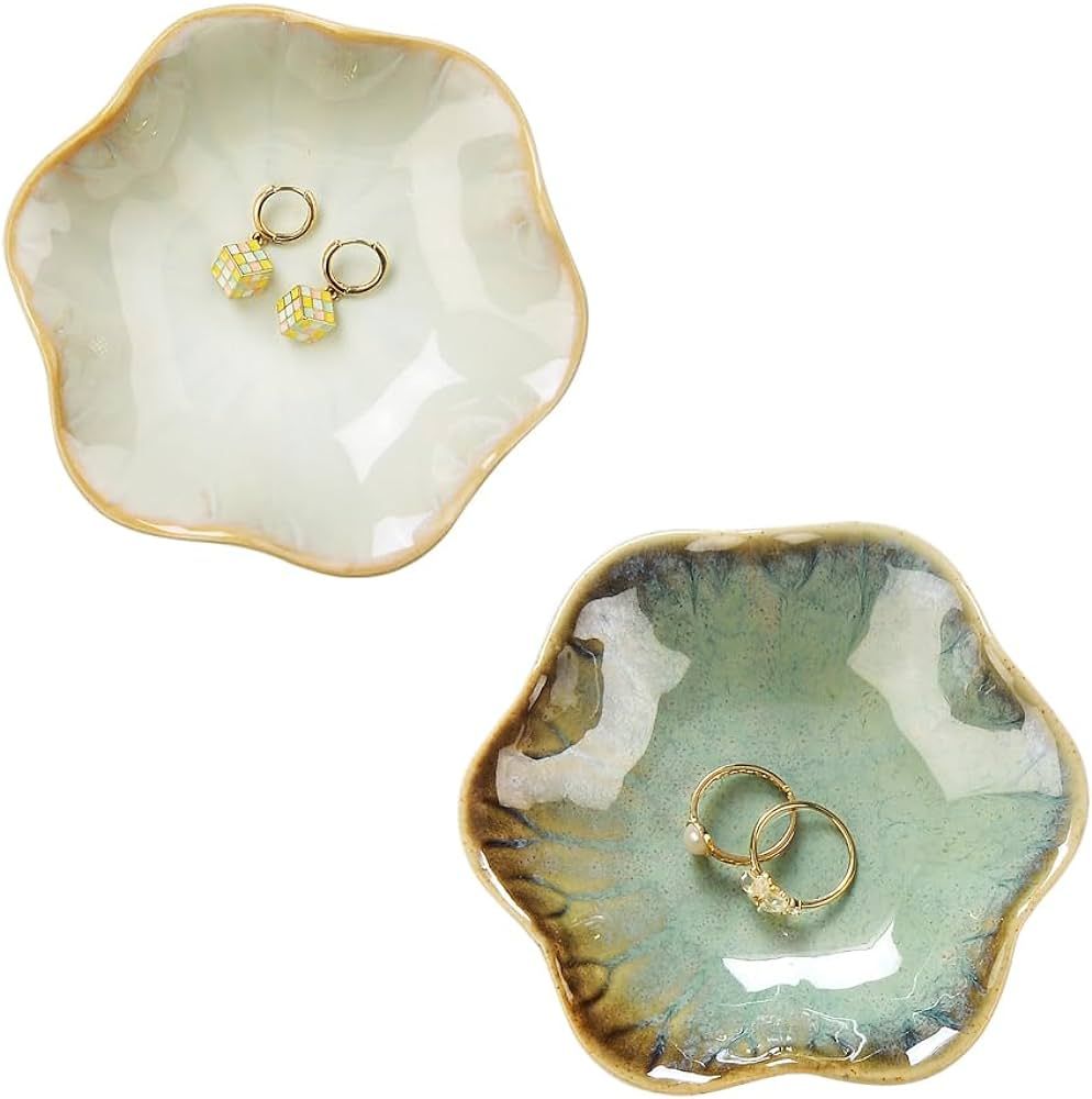 JAMEND CLXP 2PCS Ring Holder Dish, Small Key Bowl, Ceramic Trinket Tray Jewelry Dish Organizing N... | Amazon (US)