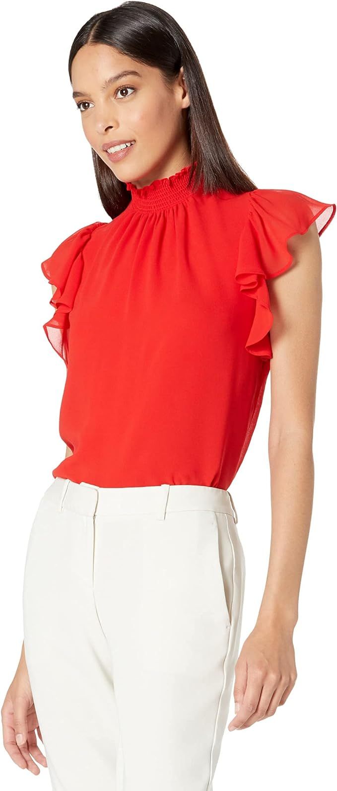 1.STATE Womens Flutter Sleeve Smocked Neck Blouse | Amazon (US)