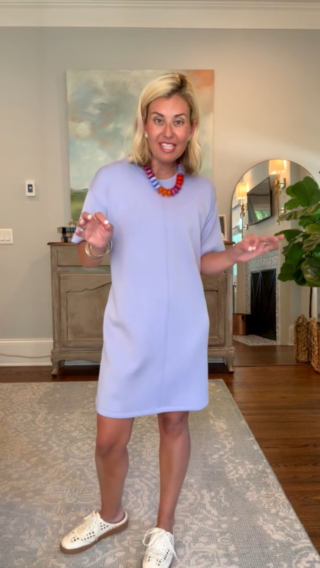 I love the design of this new Spanx dress! Super flattering!! I’m wearing a small dress & 8 sneaker tts. 

Sizing:
Air Essentials T-Shirt Dress - small
Air Essentials Crewneck Tank - xs
Air Essentials Short 5" - small
Full Zip Hoodie - xs
Leggings - 7/8 small
Crewneck Tank - xs
Tie-Waist Dress - small
Wide Leg Jeans - xs petite

#LTKdayinmylife #LTKmomlife #LTKOver40