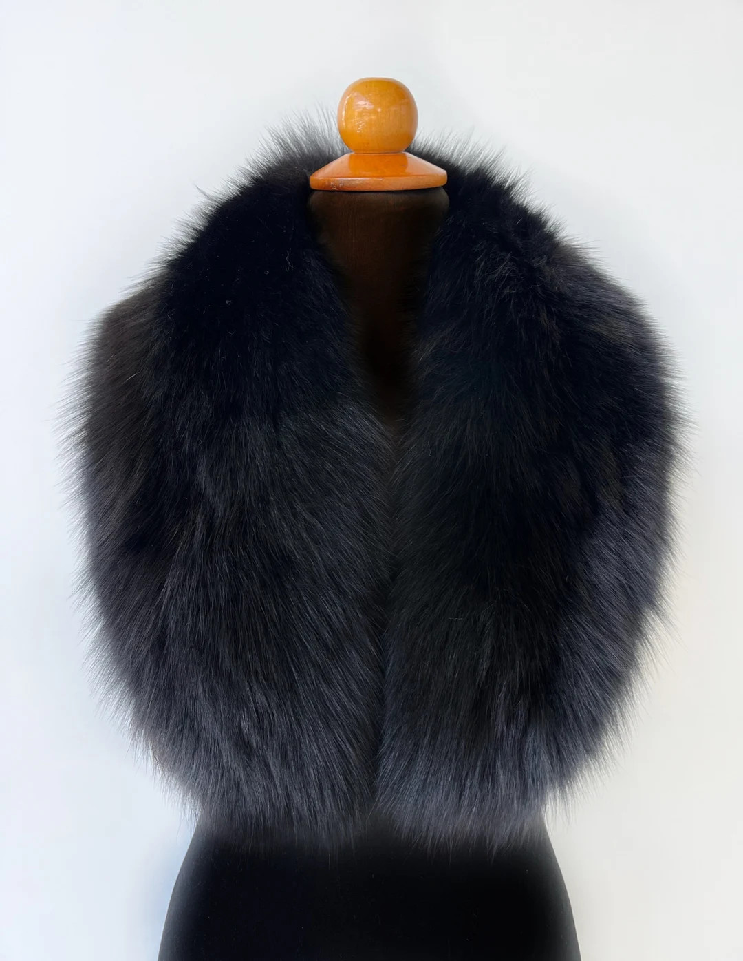 Handmade Black Fox Fur Collar: Detachable Winter Scarf - Etsy | Etsy (US)