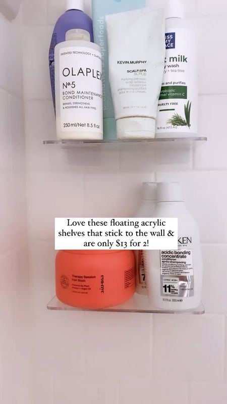 Bathroom floating shelf, acrylic adhesive shelf, amazon home, amazon organization 

#LTKhome #LTKFind #LTKsalealert