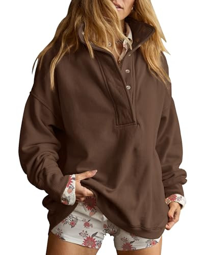 Gacaky Sweatshirt for Women Oversized Henley Neck Pullover Top Fall Outfits | Amazon (US)