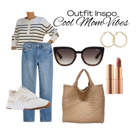 Love this light striped sweater for a casual look with jeans and sneakers woven bag 