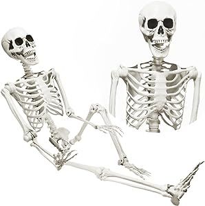 DINESIL 5.4ft/165cm Halloween Skeleton, Halloween Plastic Human Realistic Skeletons Life Size Ful... | Amazon (US)