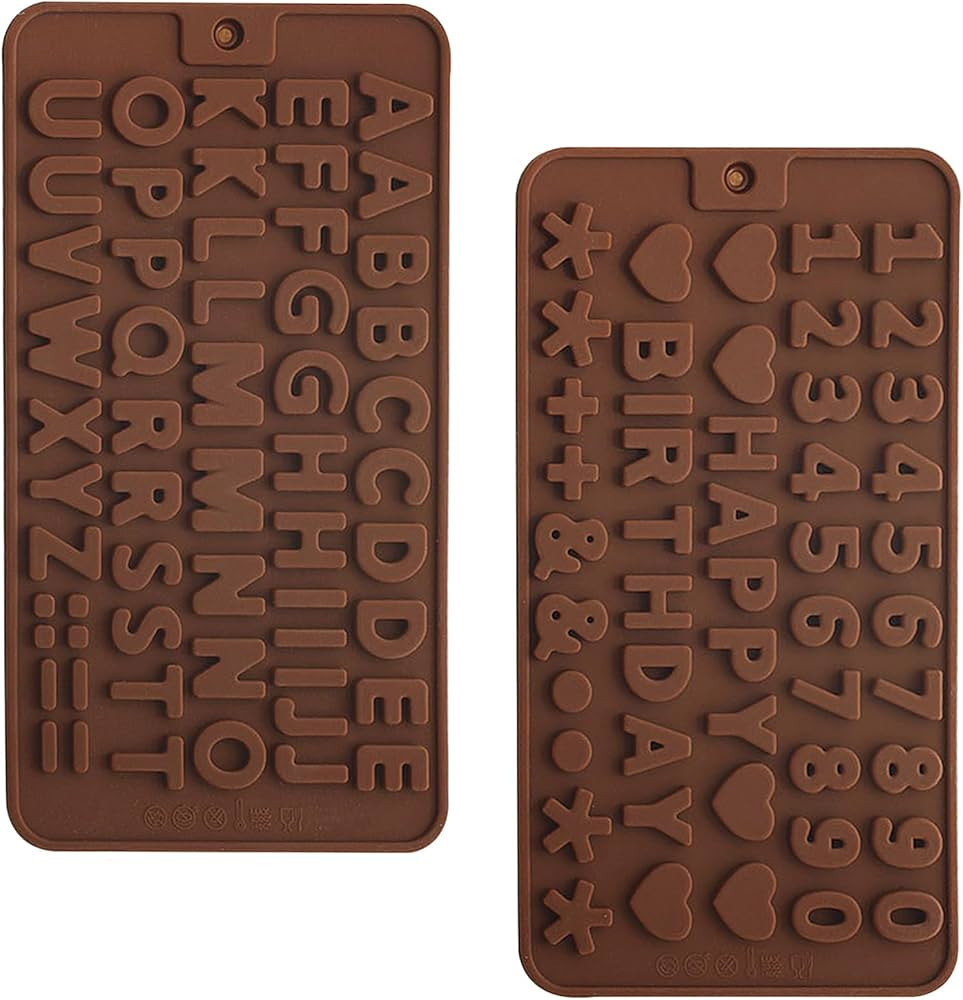 2 pcs Number Chocolate Molds and Letter Silicone Molds, kitchen utensils, cake cookies, ice cubes... | Amazon (US)