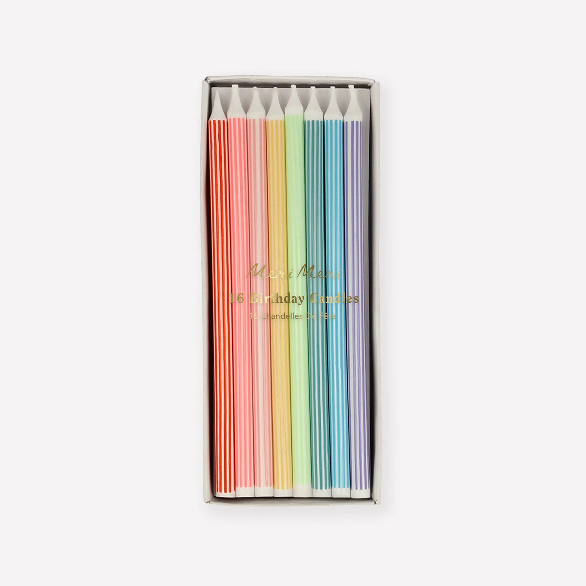 Mixed Striped Candles (x 16) | Meri Meri