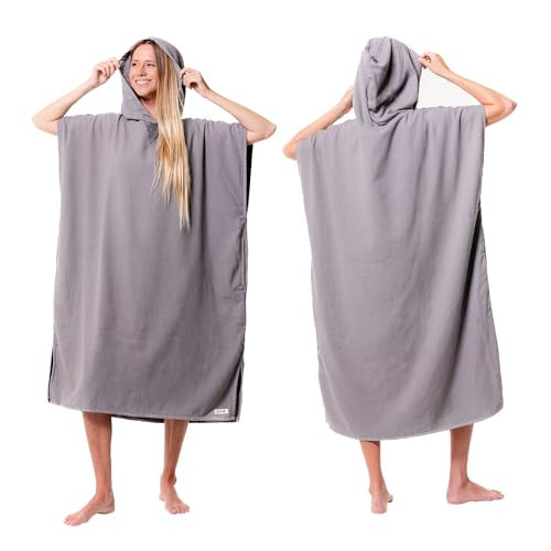 Sand Cloud Towel Poncho for Women & Men - Lightweight & Sand-Repellent Poncho Shirt with Oversized Hood & Side Pockets for Post Shower & Post Surf - Made with Organic Turkish Cotton - Grey | Amazon (US)