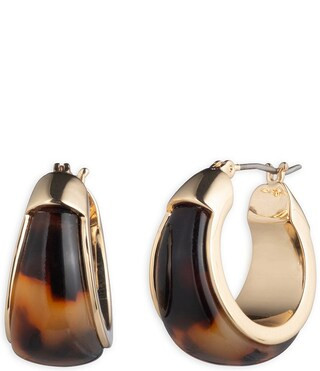 Lauren Ralph Lauren Gold Tone Tortoise Hoop Earrings - Dark Brown | Dillard's