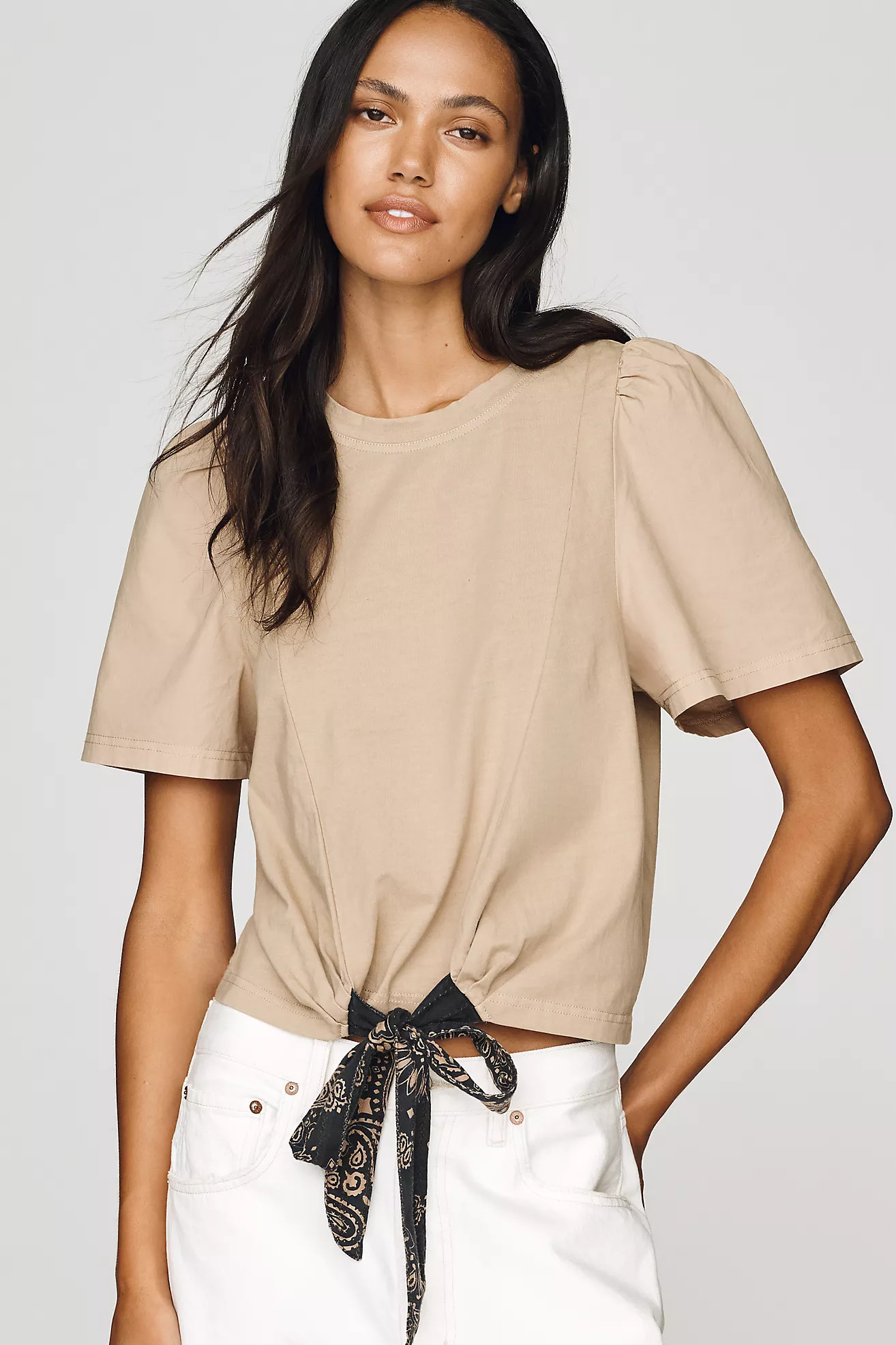 Pilcro Puff-Sleeve Bandana Drawstring Top | Anthropologie (US)