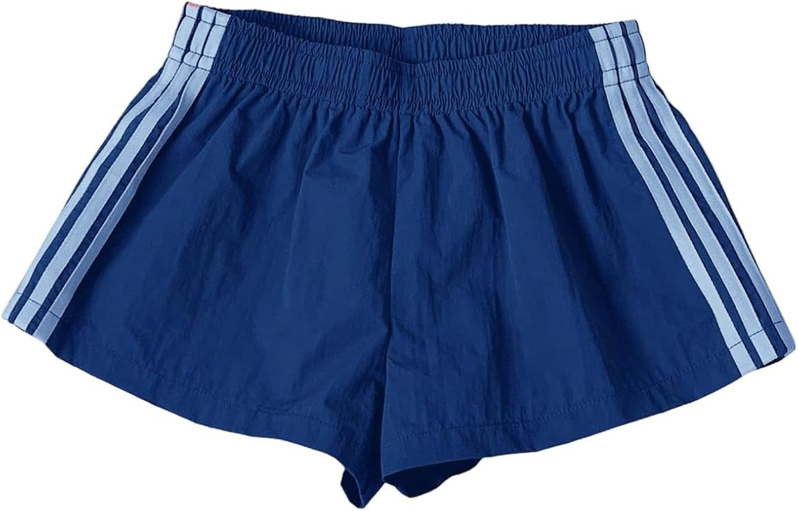 MakeMeChic Women's Striped Summer Shorts Workout Running Shorts Mini Micro Sweat Track Shorts Gym... | Amazon (US)