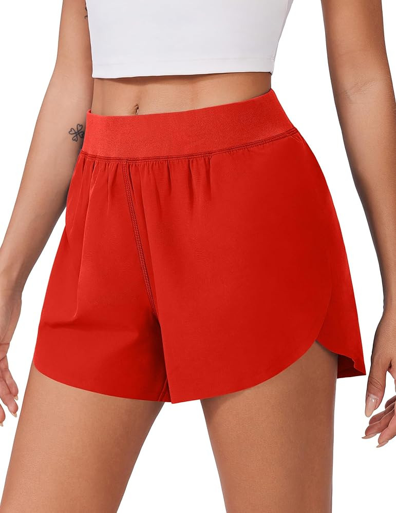 PINSPARK Womens Running Shorts High Waisted Athletic Shorts Quick Dry Exercise Workout Shorts wit... | Amazon (US)