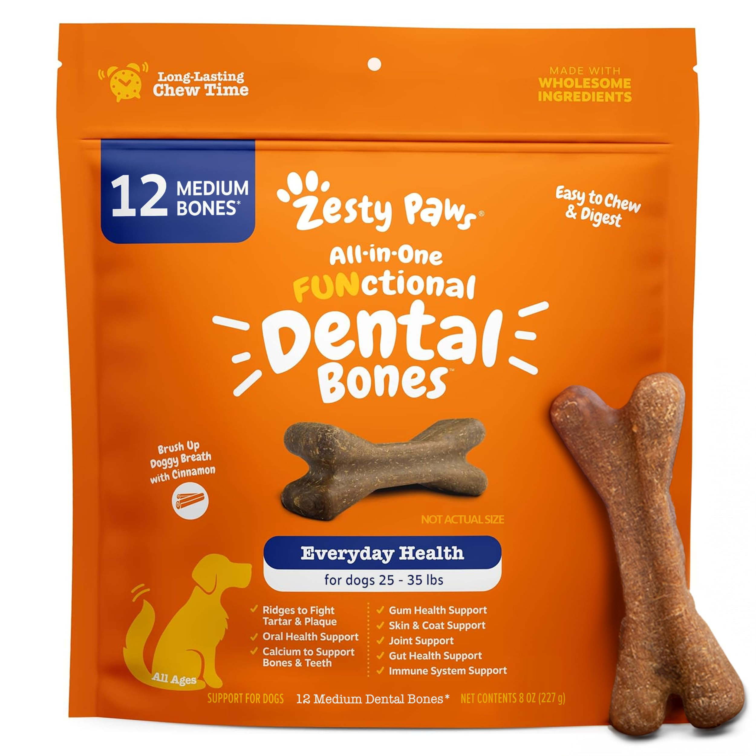 Zesty Paws Dental Bones - Fights Tartar & Plaque - Gum, Teeth & Bone Health - Cinnamon for Dog Br... | Amazon (US)