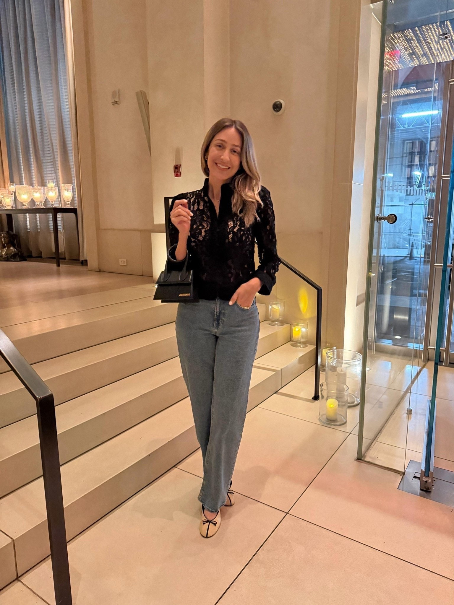 Fall casual chic outfit 
Lace jacket, straight jeans and flats. Everything runs true to size I’m wearing size small and 27 long on jeans

#LTKootd #LTKU #LTKOver40