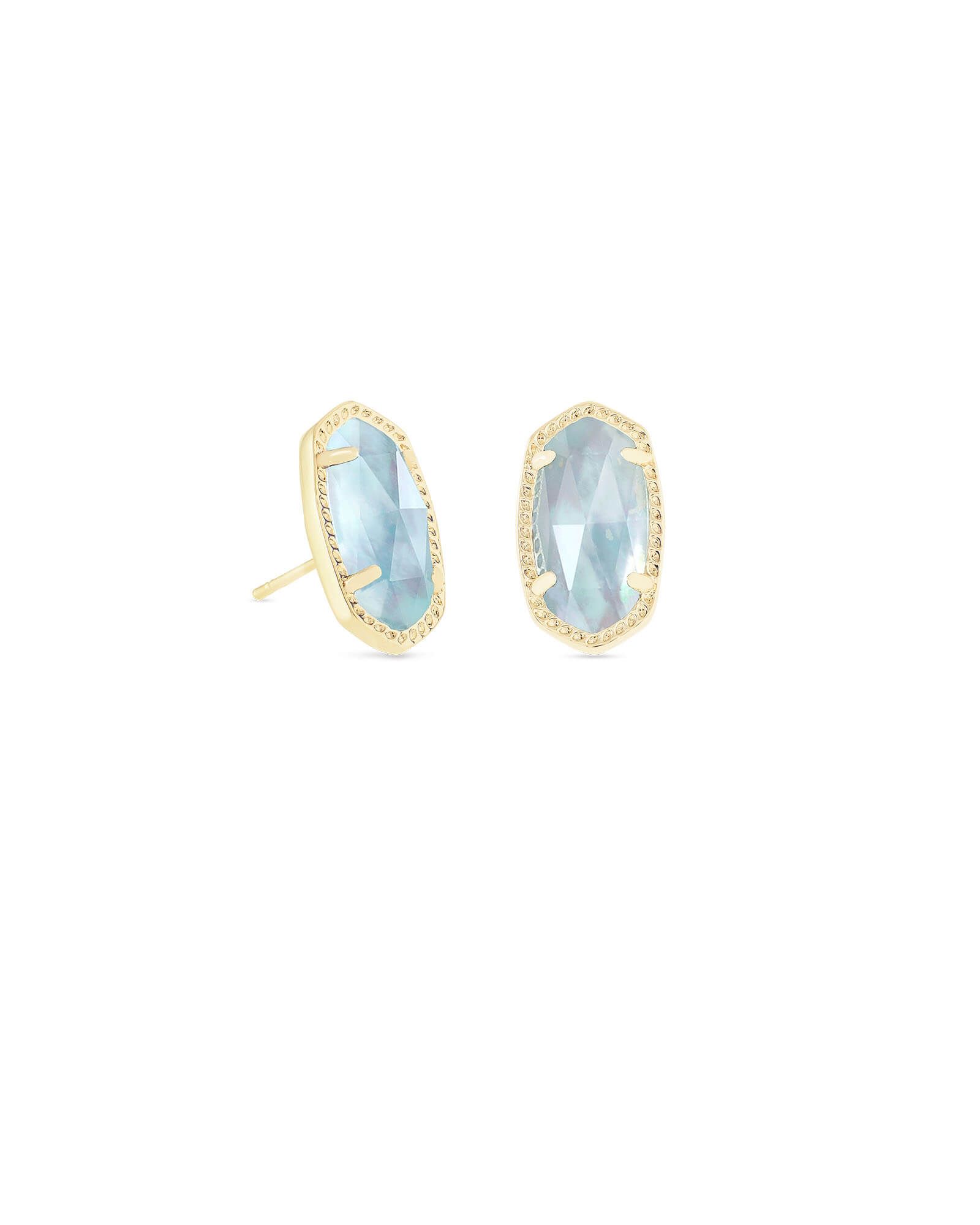 Ellie Gold Stud Earrings in Light Blue Illusion | Kendra Scott