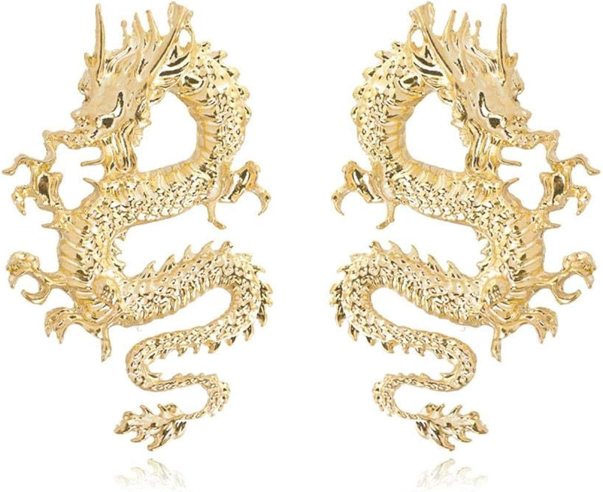Vintage Chinese Style Dragon Stud Earrings for Women Jewelry(A) | Amazon (US)