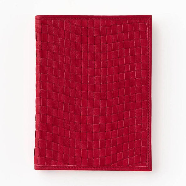 Red Dahlia Woven Leather Journal | Barnes & Noble