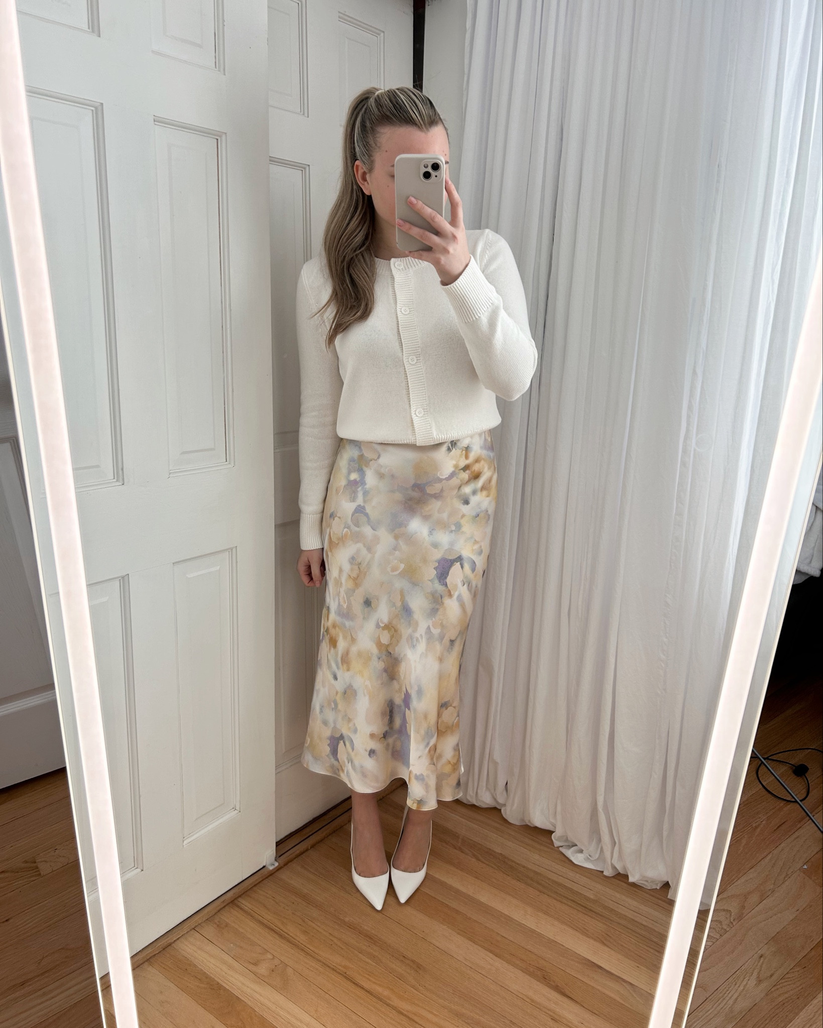 Easter outfit, spring outfit, office outfit- wearing size small in the cardigan and the skirt 💛🐣

#LTKStyleTip #LTKFindsUnder50 #LTKFindsUnder100