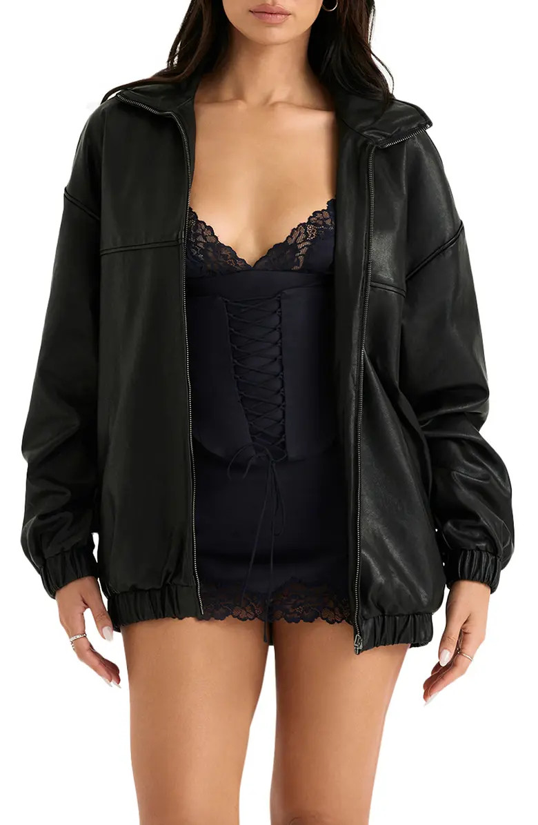 Oversize Faux Leather Bomber Jacket | Nordstrom
