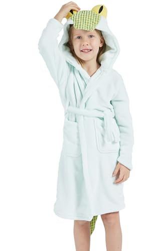DELEY Girls Soft Fleece Hooded Bathrobe Robe, 1-7 Years, Crocodile | Amazon (US)