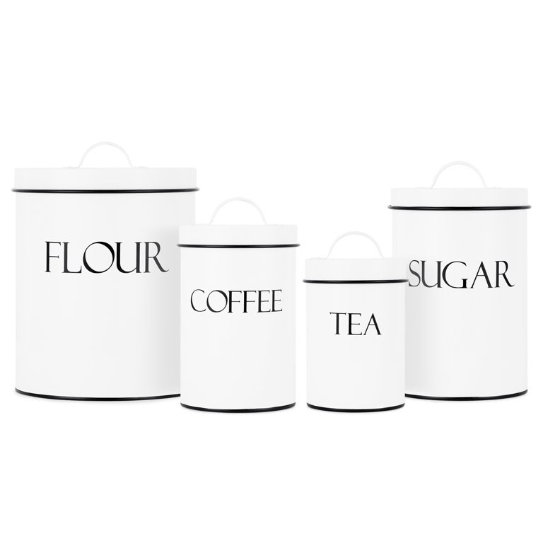 Outshine Farmhouse Canister Sets for Kitchen, Kitchen Canisters Set of 4, White | Walmart (US)