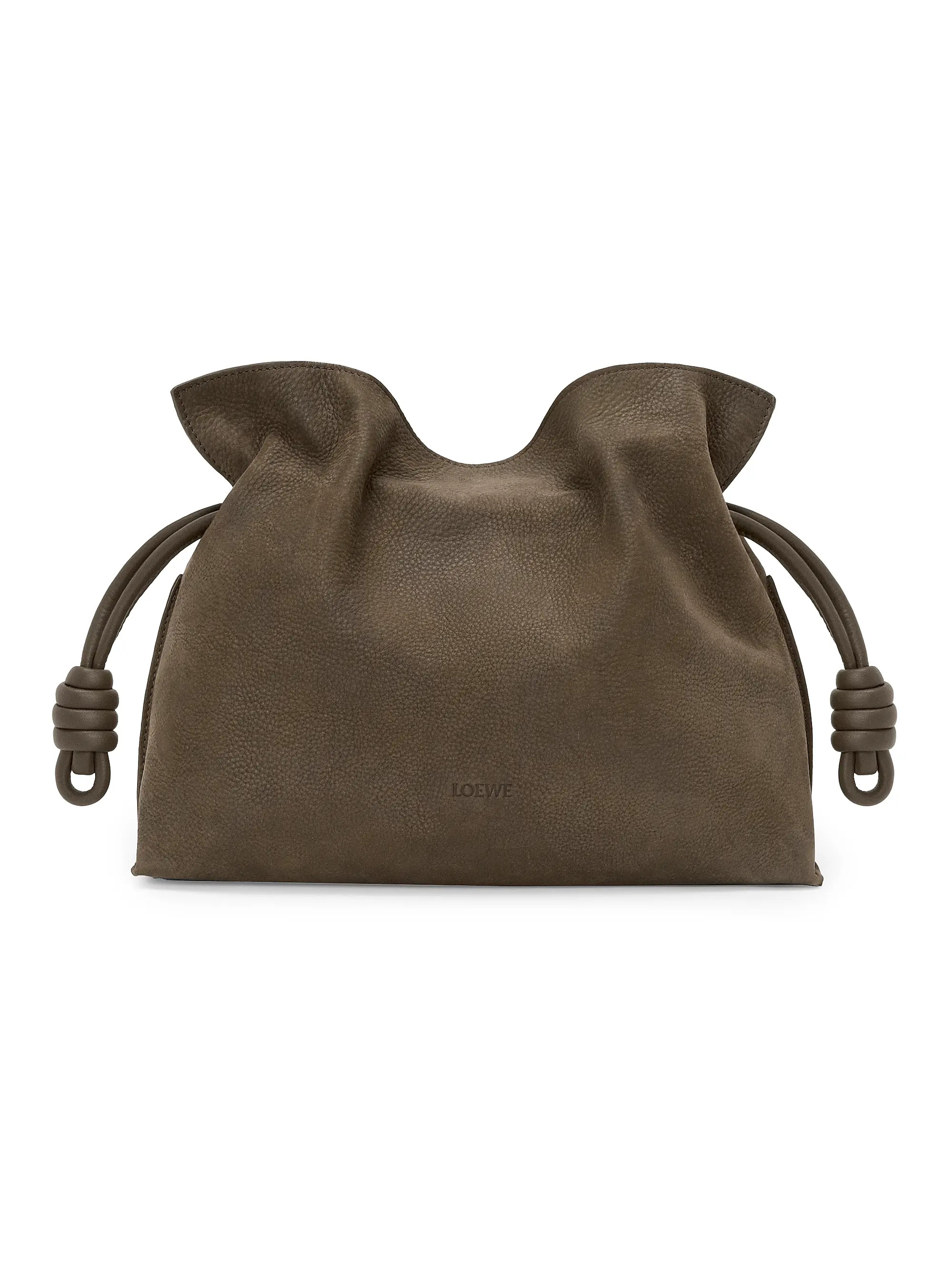 Medium Flamenco Drawstring Grained Leather Clutch | Saks Fifth Avenue