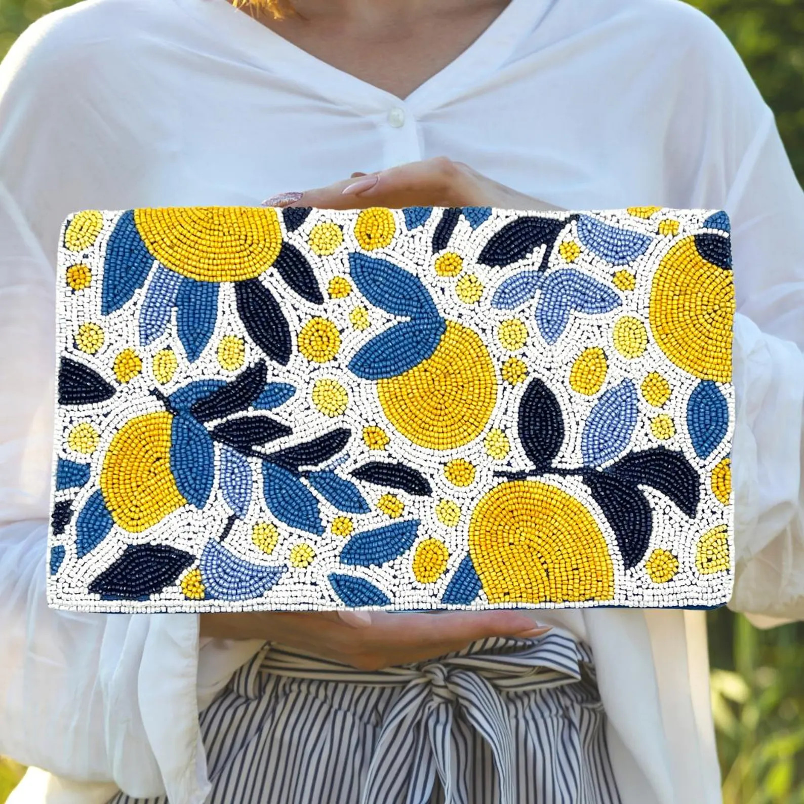 Lemon Beaded Bag Lemon Purse Clutch, Lemon Summer Vacation Purse, Unique White Beaded Clutch Lemo... | Etsy (US)