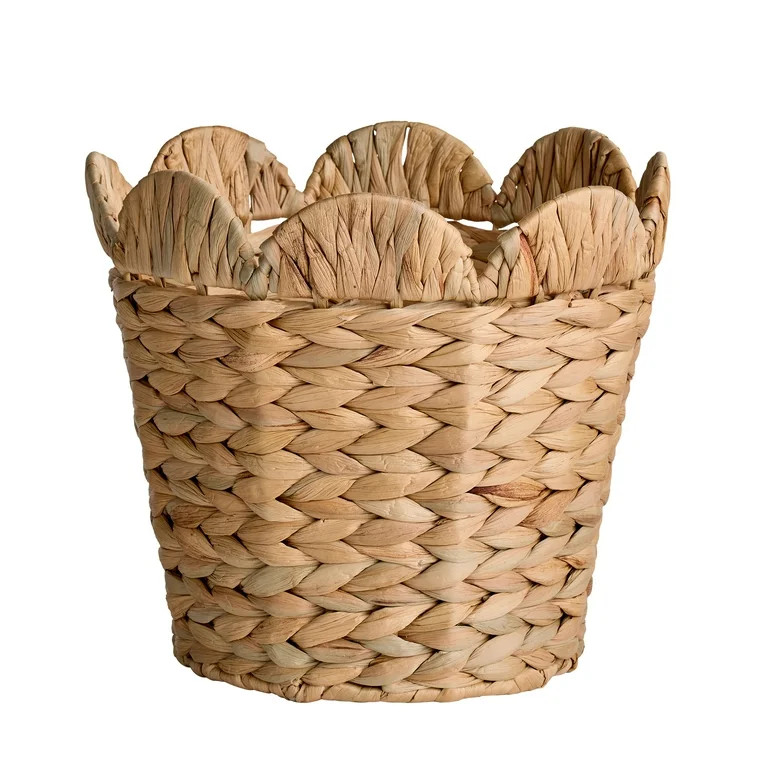 Better Homes & Gardens Round Scalloped Rim Water Hyacinth Basket - Walmart.com | Walmart (US)