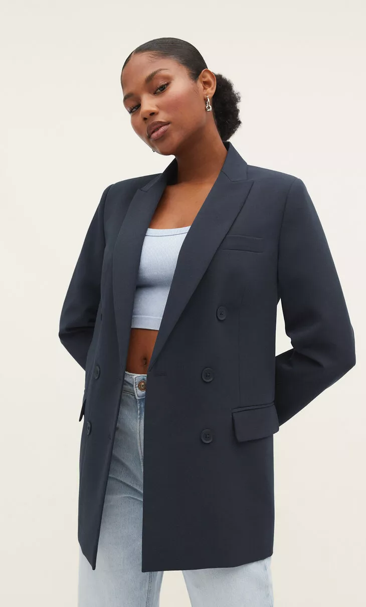 Plunge Lapel Ruched Sleeve Blazer curated on LTK