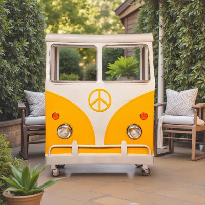 Mango Wood and Iron Bar Cart with Storage and Rolling Wheels | Wayfair North America