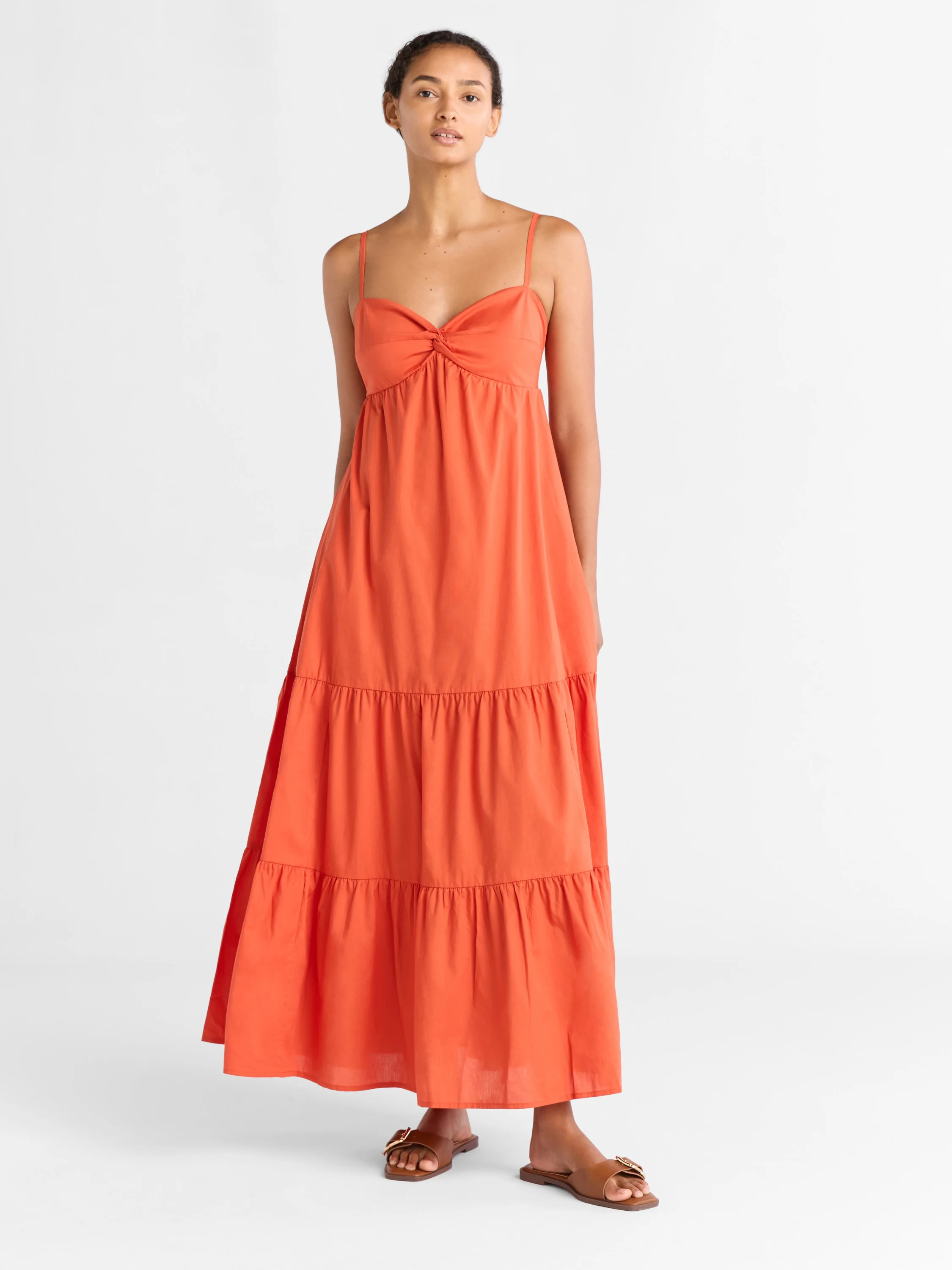 Free Assembly Women's Twist Front Cotton Maxi Dress, Sizes XS-XXXL | Walmart (US)