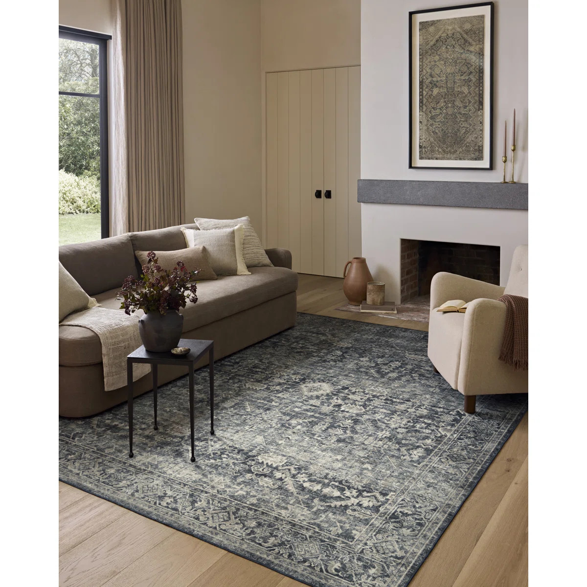 Amber Lewis x Loloi Machine Washable Josie Ocean / Natural Area Rug | Wayfair North America